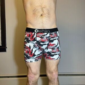 Ethika Boxer Briefs Red and Black Vibrant Pattern